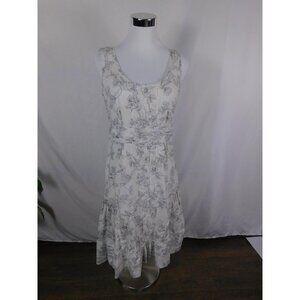 Calvin Klein Dress Womens 8 White Black Floral Print Sleeveless A-Line Lined